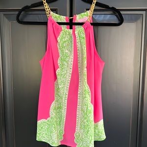 Lilly Pulitzer Riviera Silk Halter Top with Chain Neck